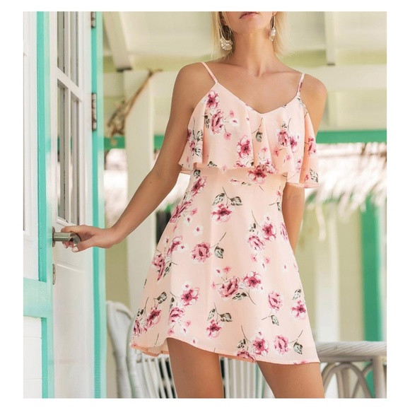 Pink Floral Ruffle Cami Dress - Picture 1 of 5